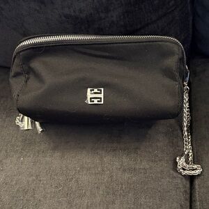 Givenchy Black Canvas Silver-Chain Crossbody Pouch
